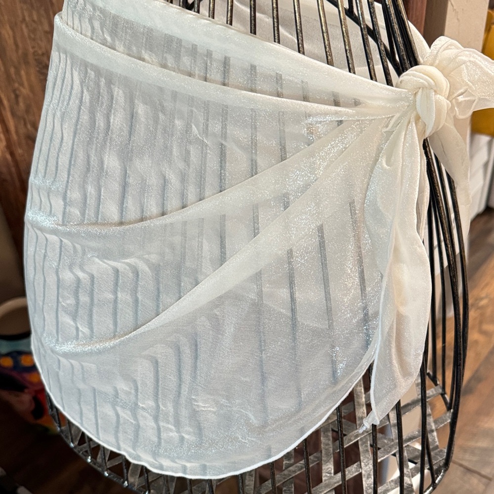 Elegant Sheer White Wrap Sarong.  39” X 17”.